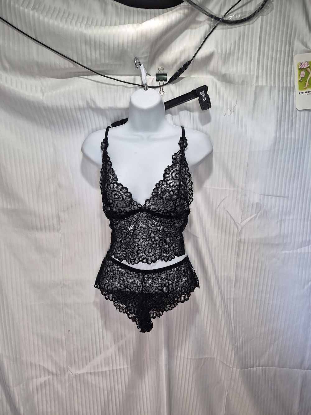 Avid Love Black Lace Bralette and Brief Set - Women Intimates & Sleepwear Small
